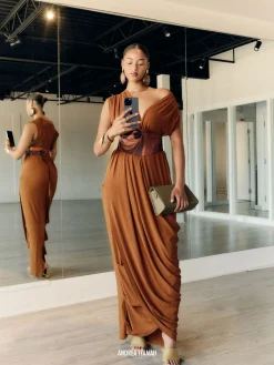 ANDREA IYAMAH ADI KNIT KAFTAN - CAMEL