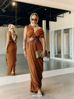 ANDREA IYAMAH ADI KNIT KAFTAN - CAMEL