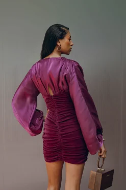 ANDREA IYAMAH ANIDA MINI DRESS - MAROON
