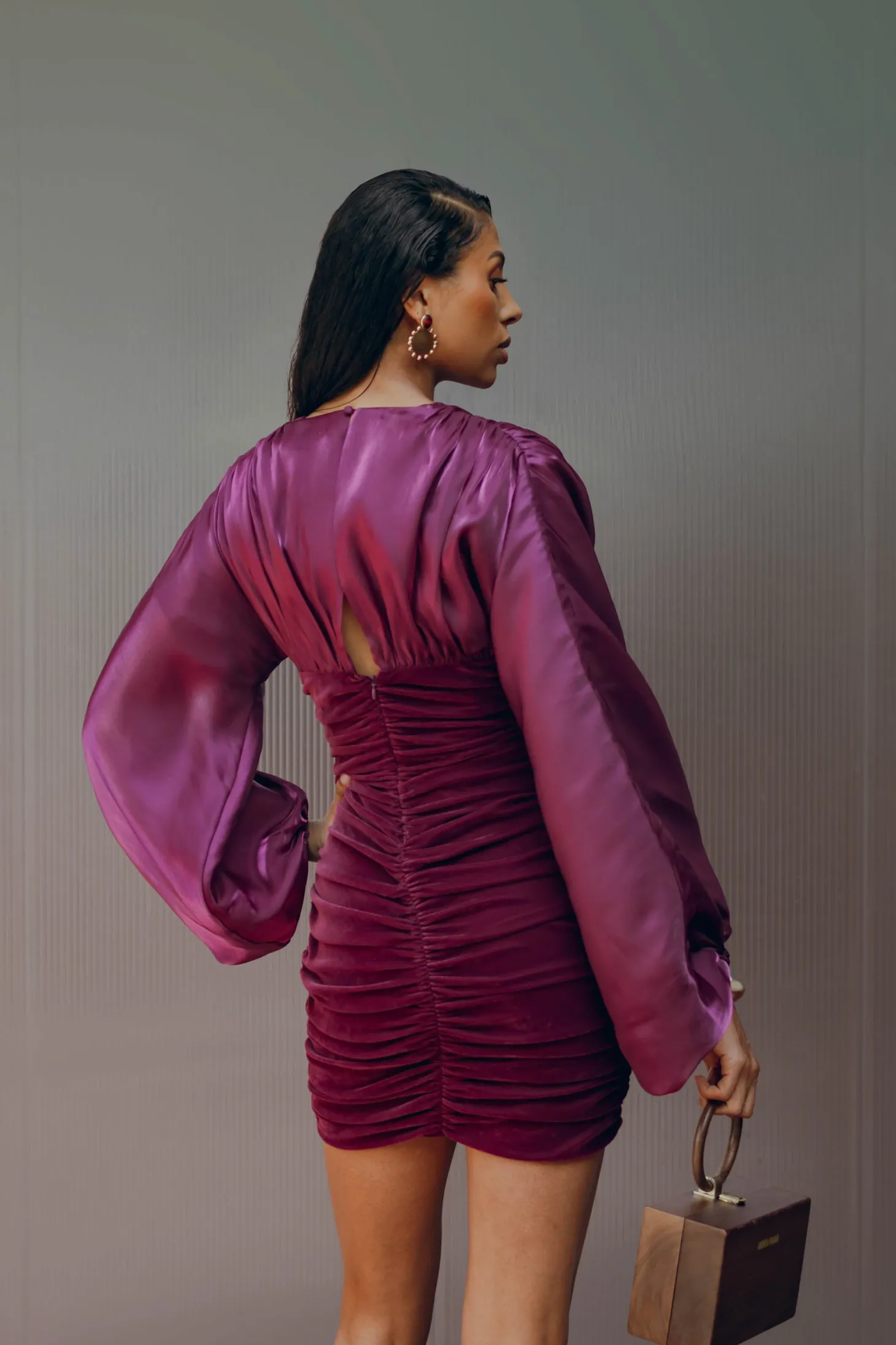 ANDREA IYAMAH ANIDA MINI DRESS - MAROON