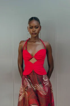 ANDREA IYAMAH ARLO CORSET TOP - RASPBERRY