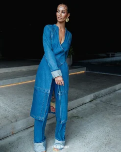 ANDREA IYAMAH CURVA JACKET - DENIM