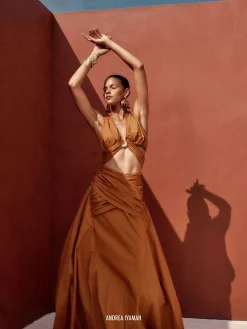 ANDREA IYAMAH GIA CROP TOP - ORANGE