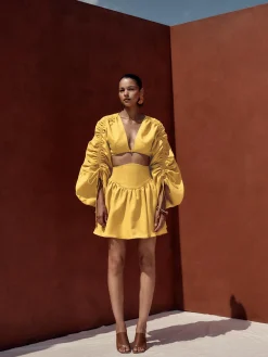 ANDREA IYAMAH INDA CROP TOP - GOLD