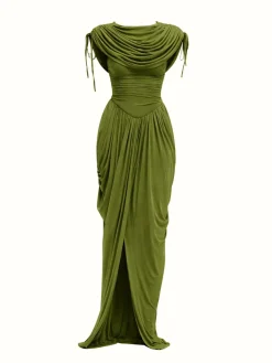ANDREA IYAMAH KATU MESH DRESS - OLIVE
