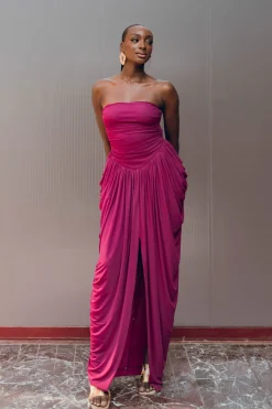 ANDREA IYAMAH KATU MESH DRESS - PLUM