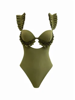 ANDREA IYAMAH KUJI ONE PIECE SWIMSUIT - OLIVE GREEN