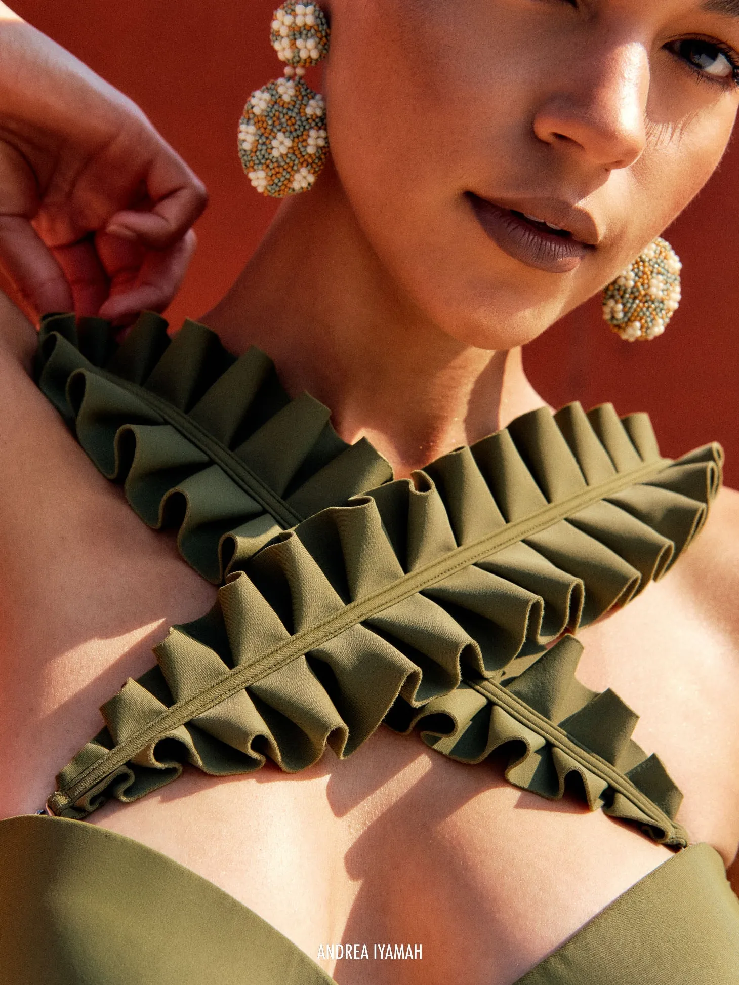 ANDREA IYAMAH KUJI ONE PIECE SWIMSUIT - OLIVE GREEN