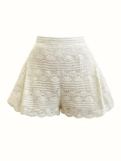 ANDREA IYAMAH MUNA CROCHET SHORTS - IVORY