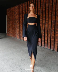 ANDREA IYAMAH NITA MIDI DRESS - BLACK