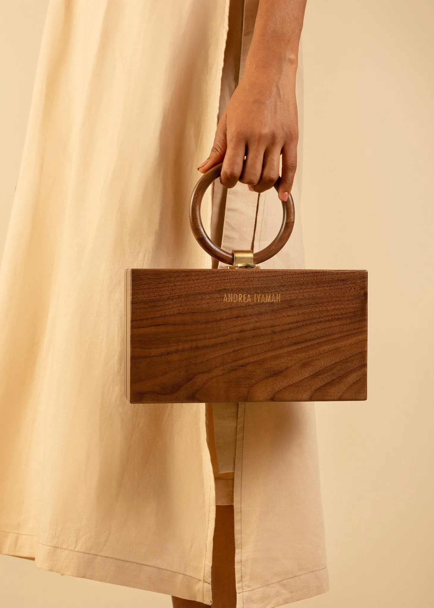 ANDREA IYAMAH OWA WOODEN CLUTCH